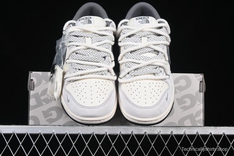 Nike SB Dunk Low The North Face x Supreme Collaboration Light Gray Hook Anniversary Custom Low-Top Casual Skate Shoes - YX5066-230