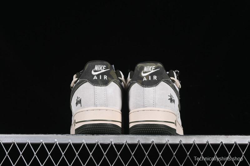 Nike Air Force 1 '07 Low Stussy Collaboration Camo Swoosh Drawstring Casual Sneakers - DM6688-014