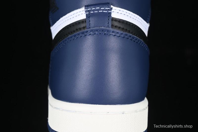 Nike Air Jordan 1 High OG "Midnight Navy" Basketball Shoes with Full Leather Construction - DZ5485-401