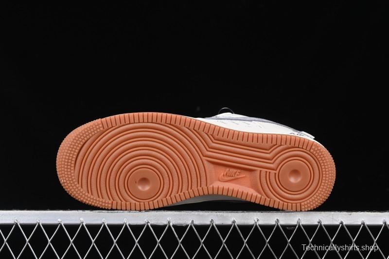 Nike Air Force 1 '07 Low Stussy Collaboration - Grey Swoosh Casual Sneakers - XZ6188-256