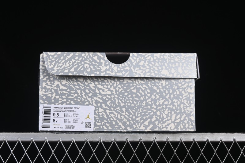 Nike Air Jordan 3 Retro Sneakers Sail Metallic Silver with Elephant Print Accents - CK9246-100