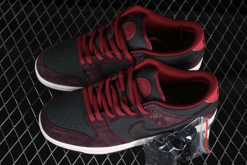 Nike SB Dunk Low "Dark Burgundy & Black" - Premium Suede Skate Shoes