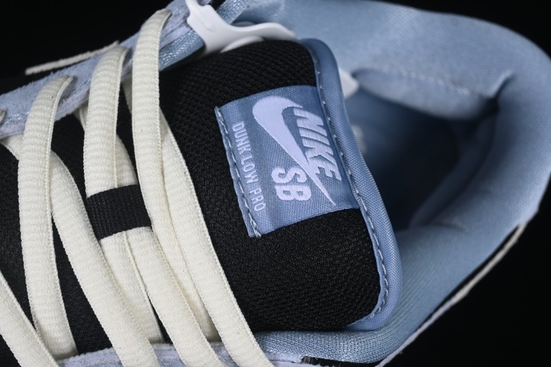 Nike SB Dunk Low Aluminum Skateboarding Shoes with Black Blue White Swoosh - HF3063-400