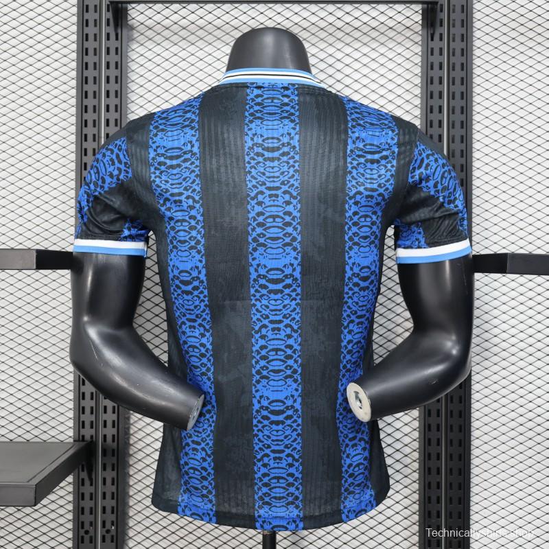 Player Version 25/26 Inter Milan Black and Blue Jersey with Snake Design
