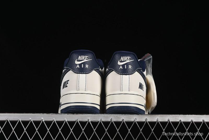 Nike Air Force 1'07 Low Casual Sneakers in Cream with Blue Swoosh - SC9207-535