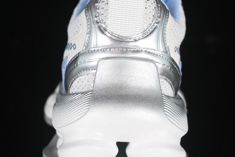 GG-CC Star Same Style Lace-Up Hollow Out Dad Shoes with 5cm Hidden Height Increase - G25X269 White Blue