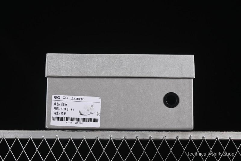 GG-CC Lace Pearl Chain Casual Platform Dad Shoes - 250310 White