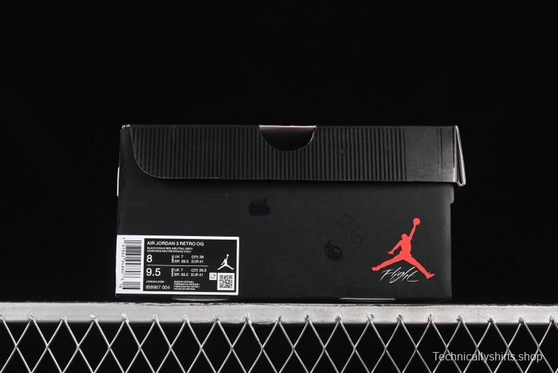 Nike Air Jordan 3 Retro OG Rare Air Sneakers with Small Reverse Swoosh - IB8967-004