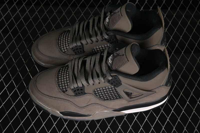 Nike Air Jordan 4 Retro Sneakers in Cave Stone Brown Suede with Black Mesh - FV5029-200