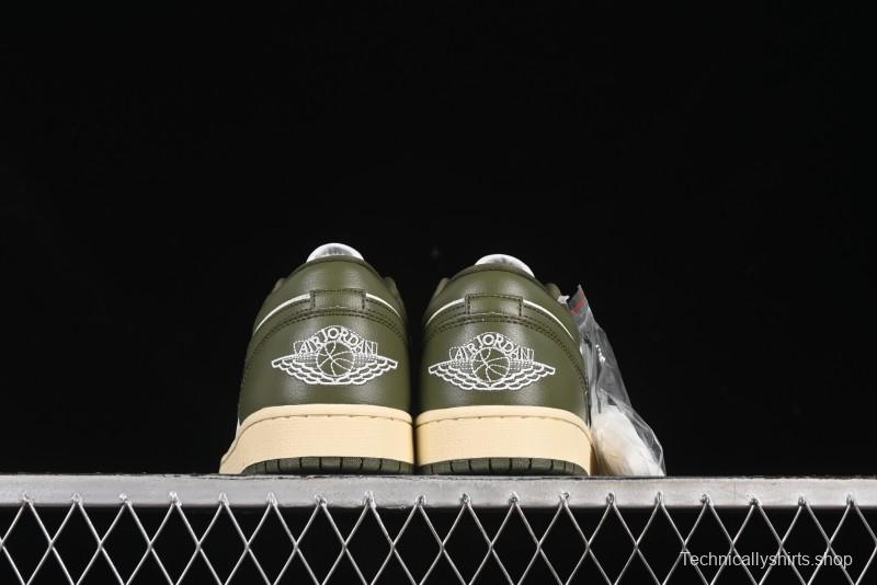 Nike Air Jordan 1 Low AJ1 Military Green White Casual Lifestyle Sneakers - DC0774-122