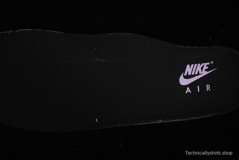 Nike Air Force 1'07 Low Casual Sneakers in Black with Purple Swoosh - HQ2037-001