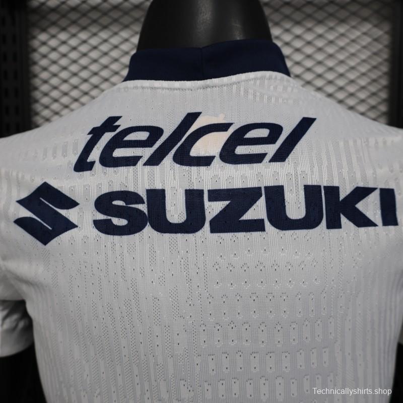 Player Version 25/26 Club America Away White with Navy and Gold Eagle Crest Jersey