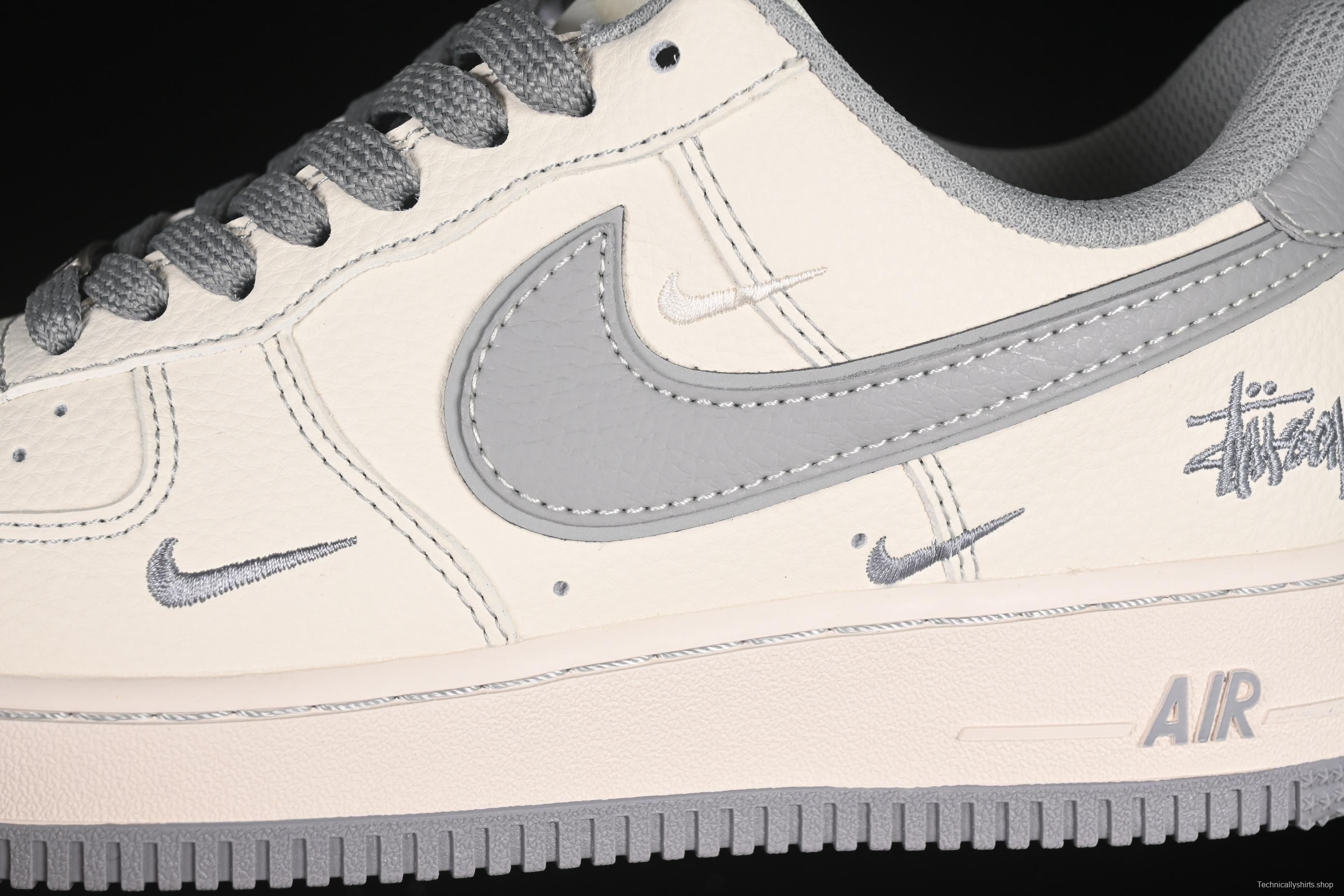 Nike Air Force 1'07 Low Stussy Collaboration Beige Mini Swoosh Casual Sneakers - HH7518-060