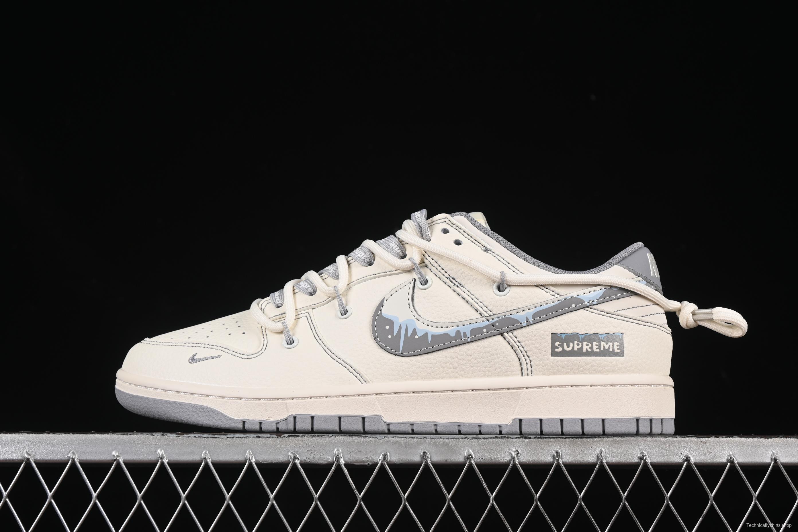 Nike SB Dunk Low Supreme Series Strap White Graffiti Swoosh Anniversary Custom Low-Top Casual Skate Shoes - DM6868-080