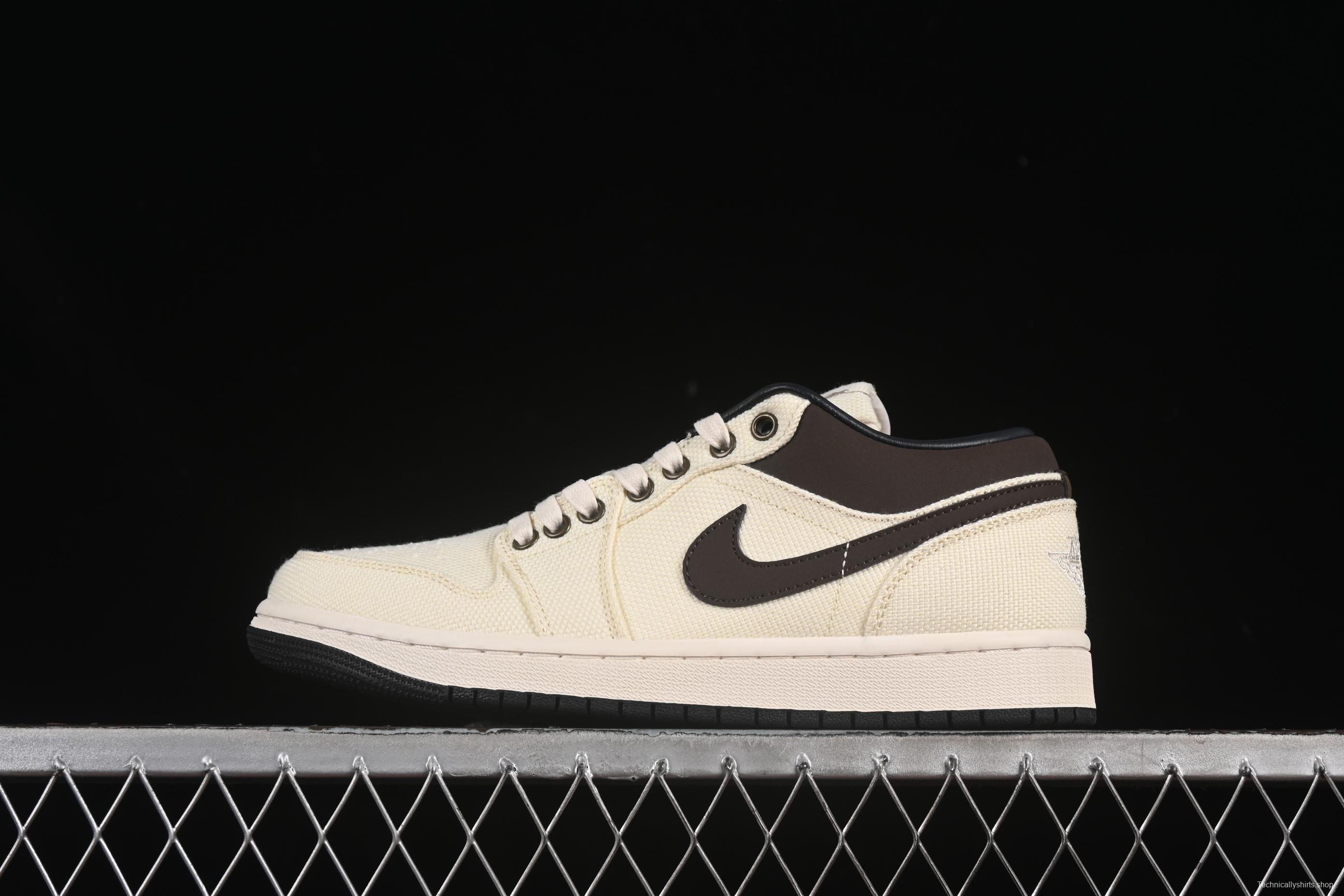Nike Air Jordan 1 Low "Dongdan" Casual Sneakers in Woven Beige - IB8058-110