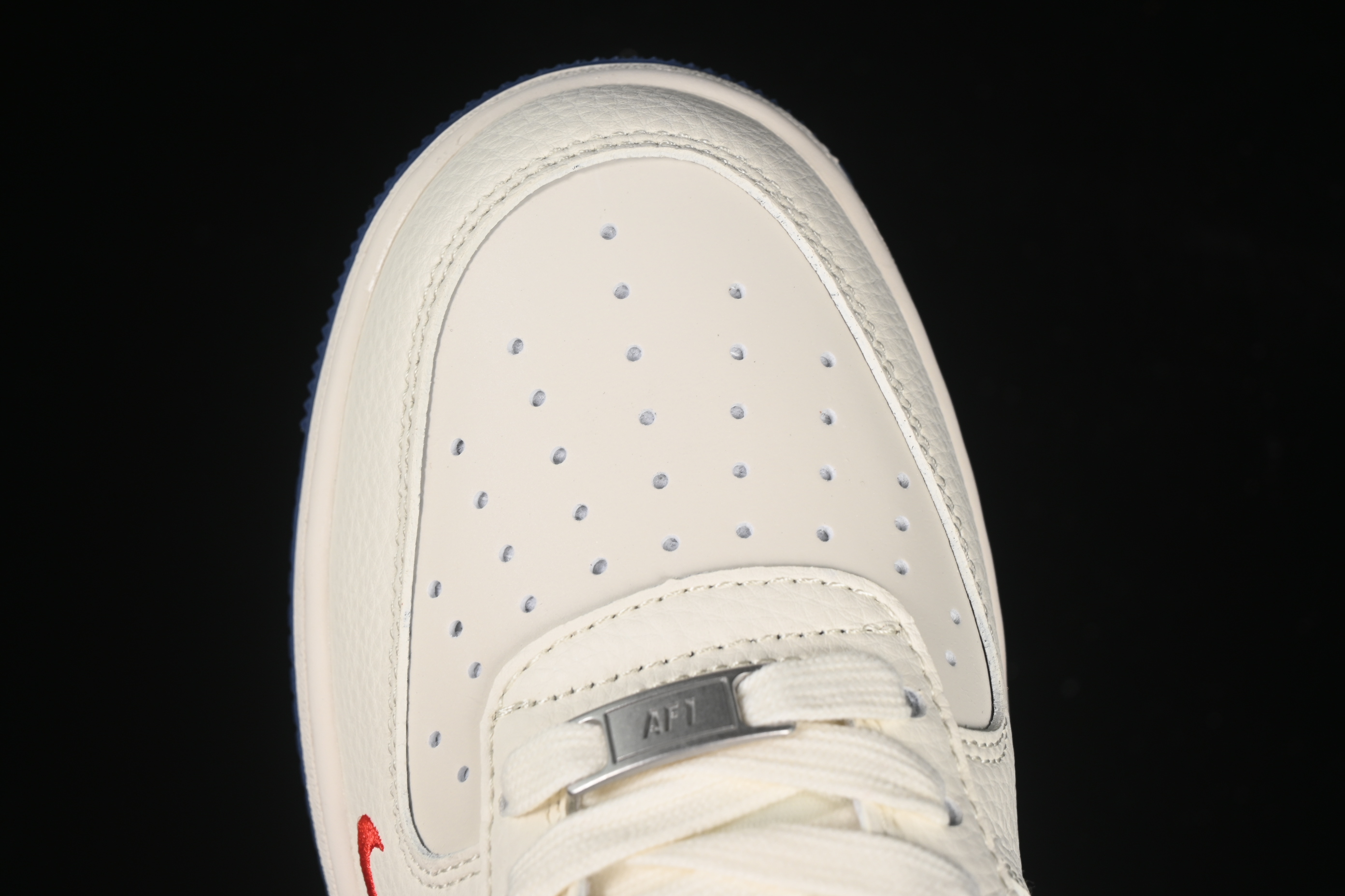 Nike Air Force 1 '07 Low Stussy Collaboration Light Blue Sole Red Heel Casual Sneakers - JJ2508-716