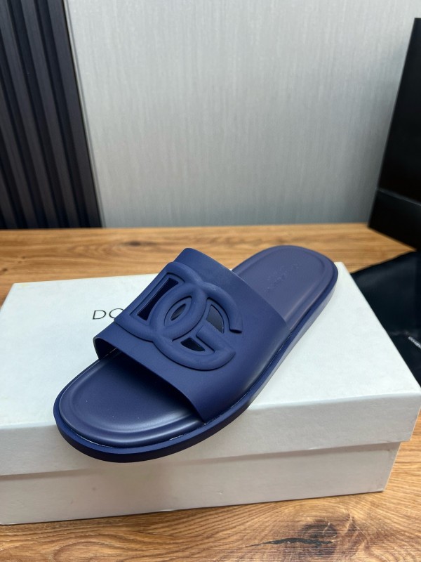 2025 Slippers Dolce & Gabbana Blue Rubber Slippers