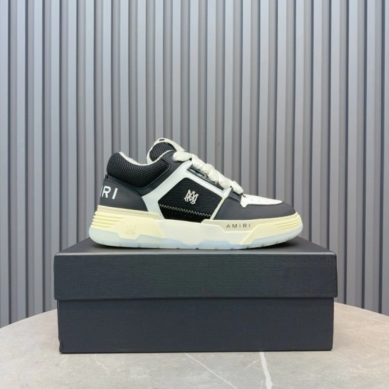 2024 Unisex Amiri Black White Leather Sneakers MJ00360