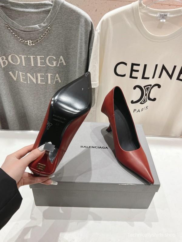 2025 Women Balenciaga Brown Leather High Heels