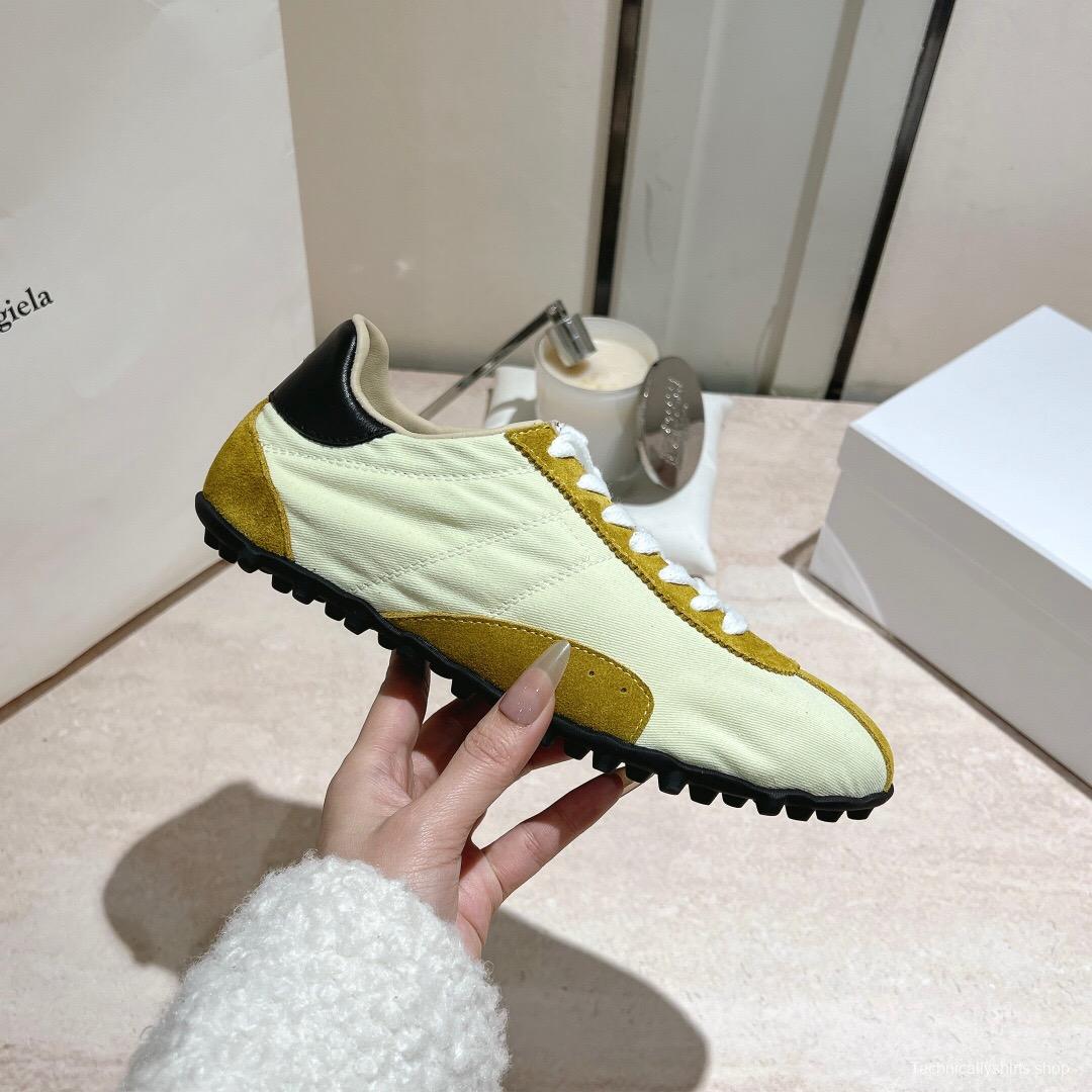 2025 Unisex MM6 Maison Margiela Yellow White Nylon Suede Sneakers