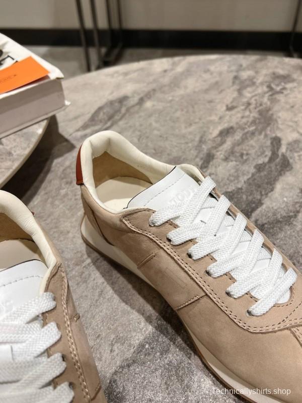 2025 Women TOD'S Beige Leather Suede Sneakers KFY00350