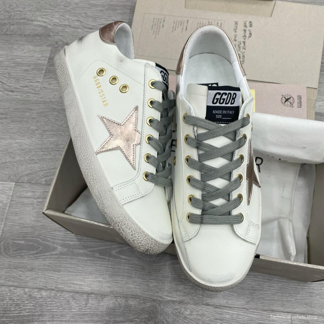 2025 Women GGDB White Brown Leather Sneakers