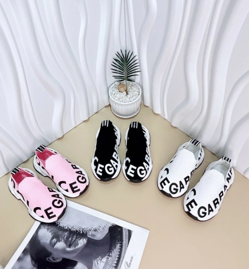 2024 Kids Dolce & Gabbana Pink Black White Fabric Slip-On