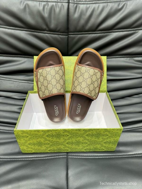 2024 Slippers Gucci Brown Canvas Slippers MJ00200
