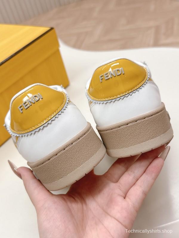 2025 Unisex Fendi White Yellow Leather Plimsolls FD Match LY00360(F)/LY00370(M)