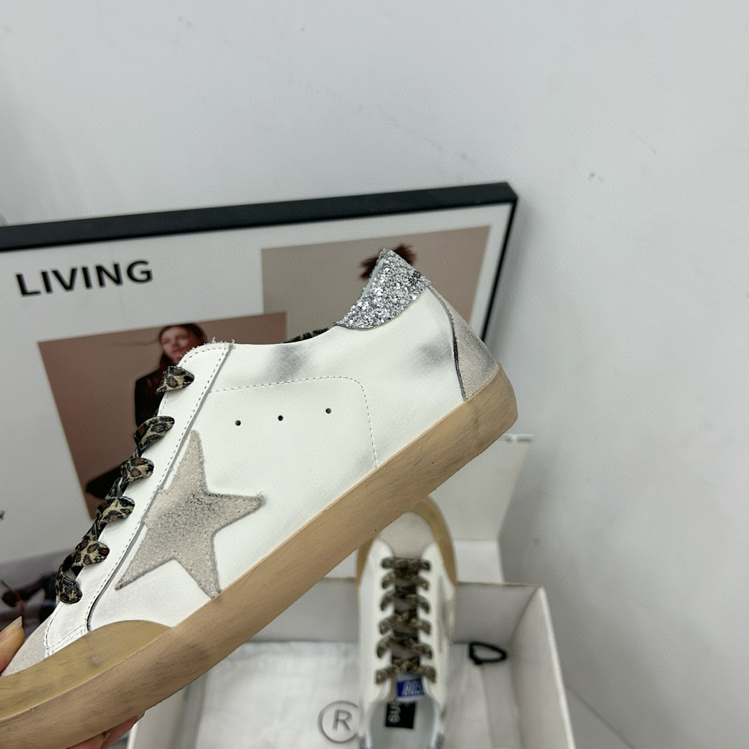 2025 Women GGDB White Grey Leather Sneakers