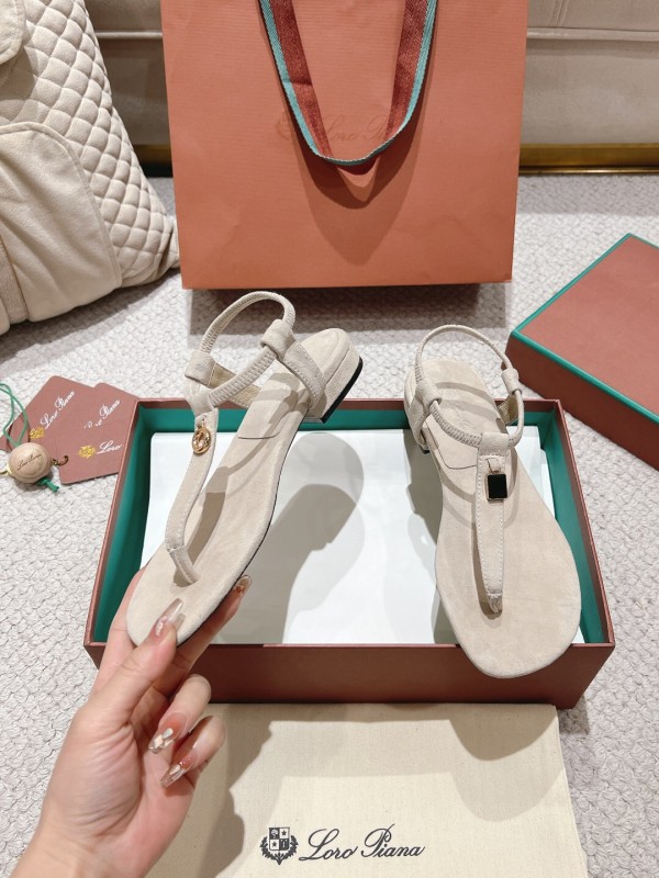 2025 Women LP Beige Suede Slippers LY00325