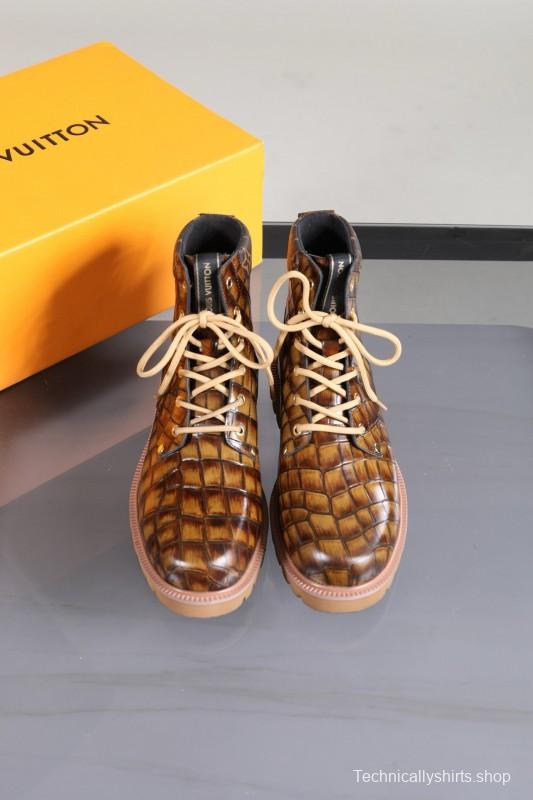 2024 Men Louis Vuitton Brown Leather Casual High-top MJ00470