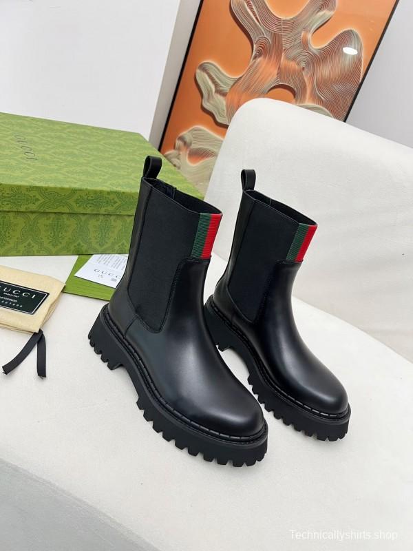 2024 Women Gucci Black Leather Boots MJ00340