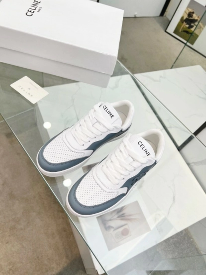 2025 Unisex CELINE White Grey Leather Sneakers