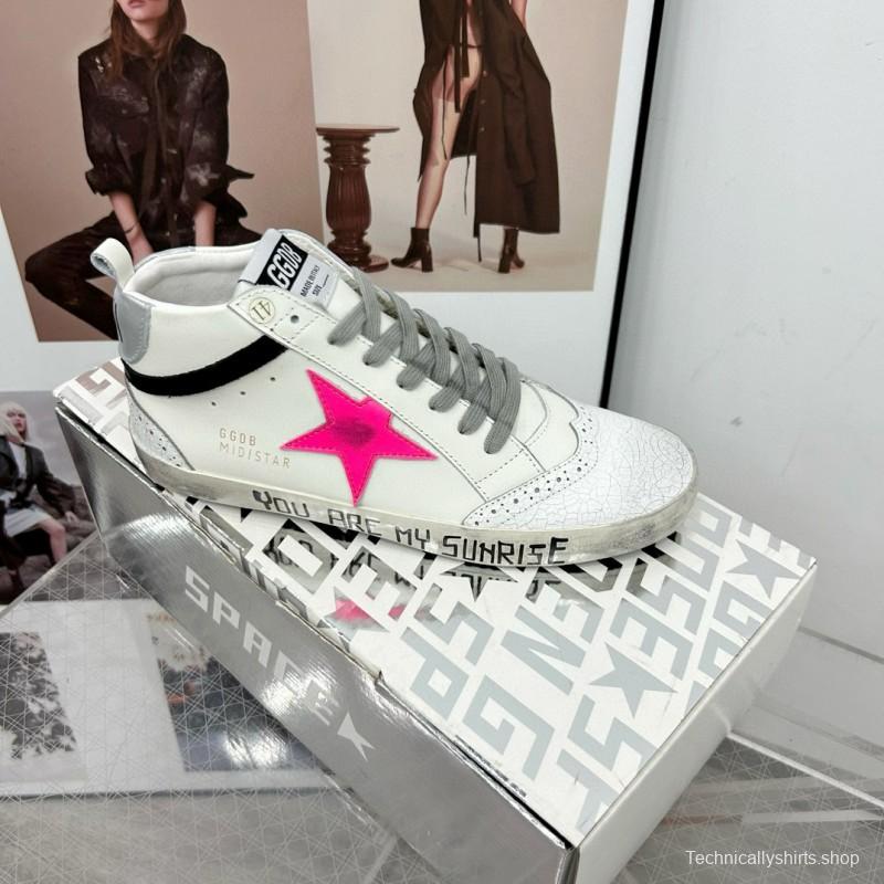 2024 Unisex GGDB White Pink Leather High Top Sneakers MJ00300
