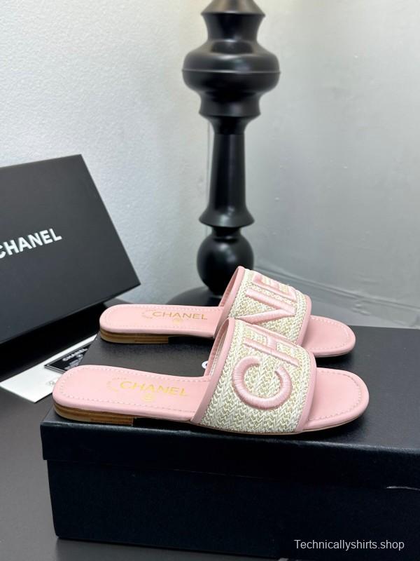 2025 Slippers CHANEL Pink Tweed Slippers