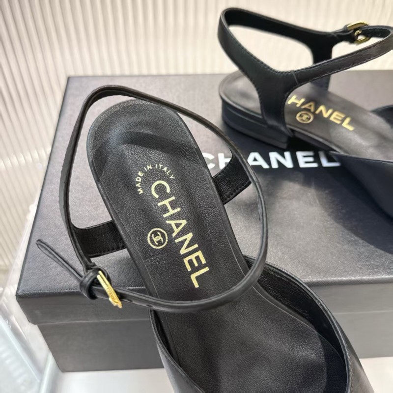 2025 Women Chanel Black Leather Patent Leather Loafers