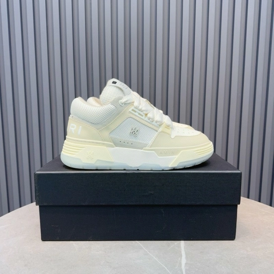 2024 Unisex Amiri White Mesh Leather Sneakers MJ00360