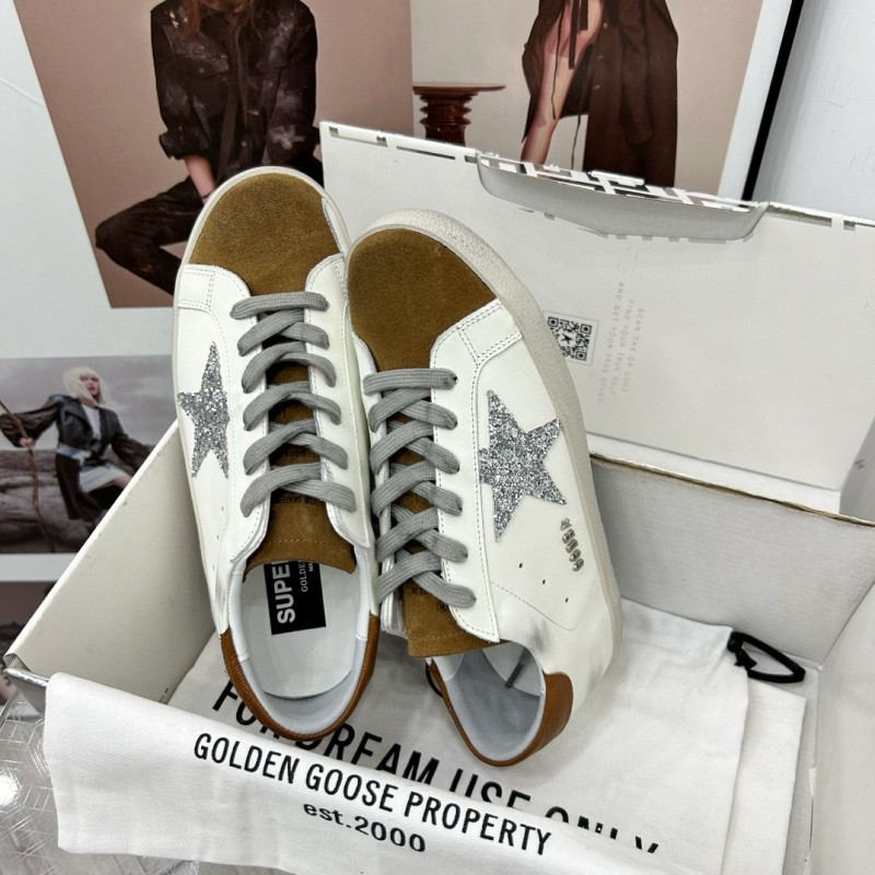 2025 Women GGDB White Silver Leather Sneakers
