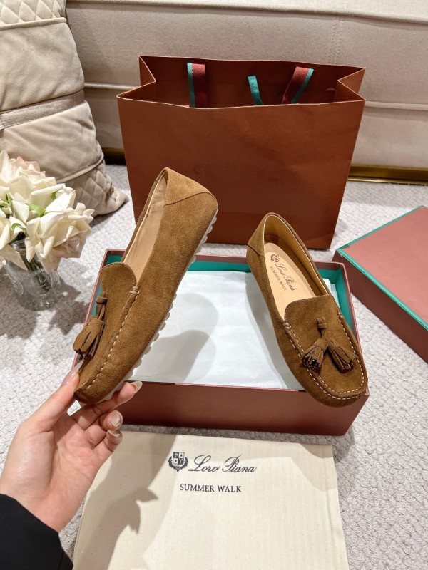 2025 Women LP Brown Suede Loafers Tassel LY00291