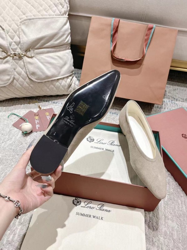 2025 Women LP Beige Suede Ballet Flats LY00320