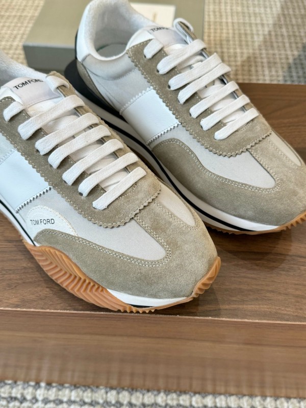2025 Unisex TOM FORD White Grey Black Leather Suede Sneakers LY00360(F)/LY00370(M)