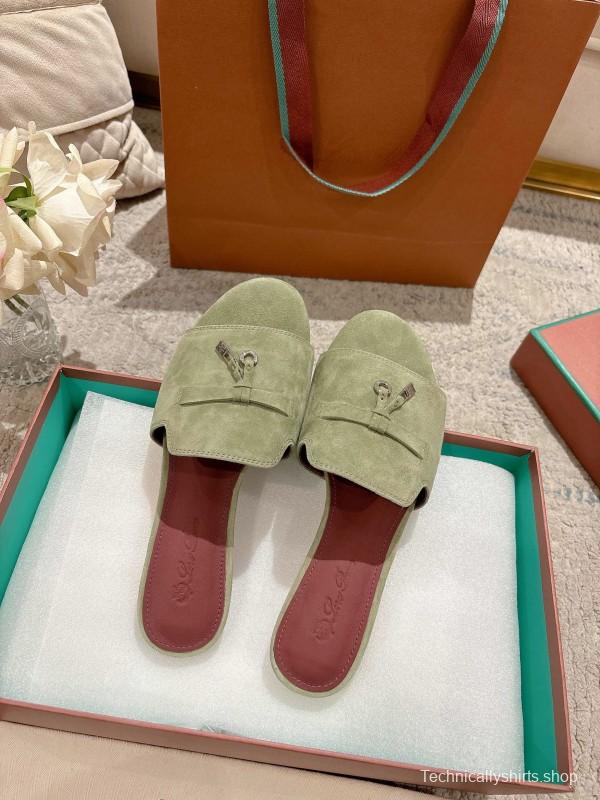 2025 Slippers LP Light Green Suede Slippers