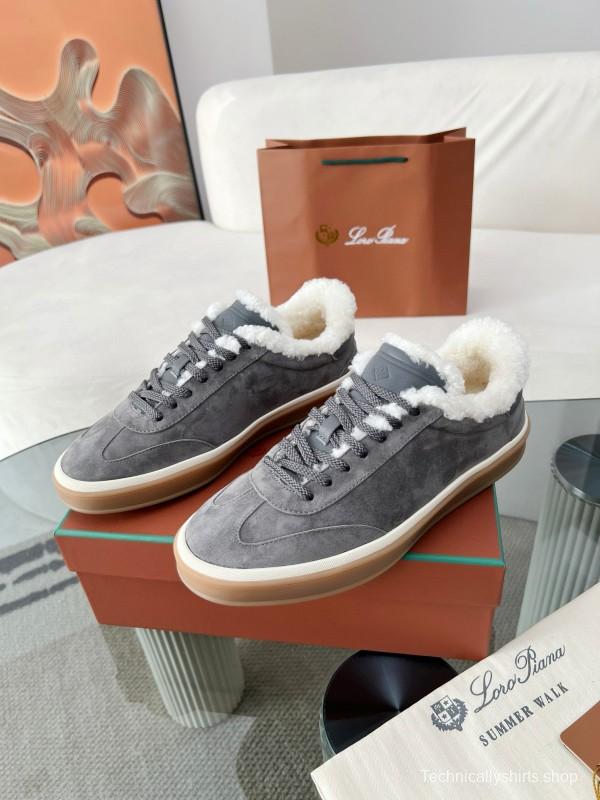 2024 Unisex Le Parmentier Grey Suede Rubber Low Top Sneakers MJ00350
