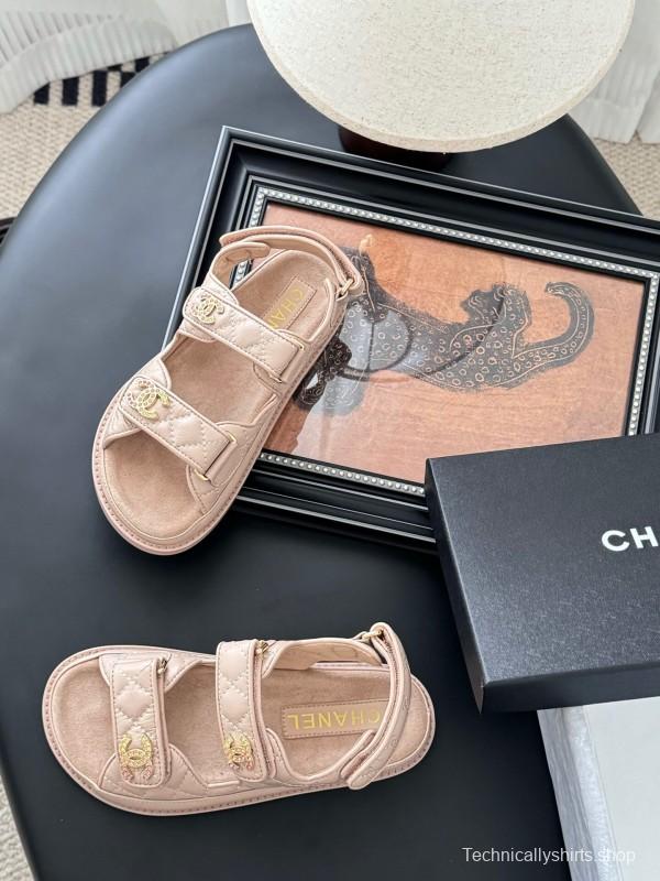 2025 Women Chanel Beige Leather Sandals LY00320