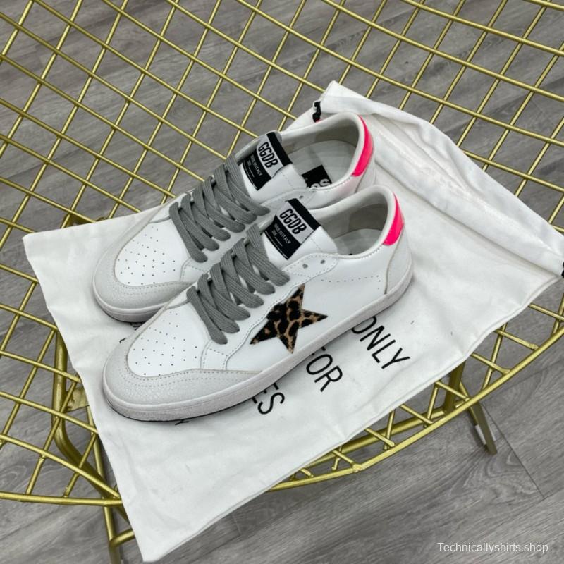 2024 Unisex GGDB White Pink Leopard Print Leather Suede Low Top Sneakers MJ00260