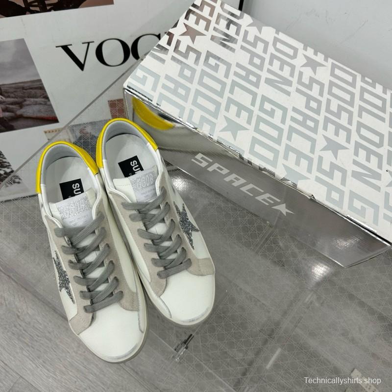 2025 Women GGDB White Grey Silver Glitter Yellow Leather Suede Sneakers