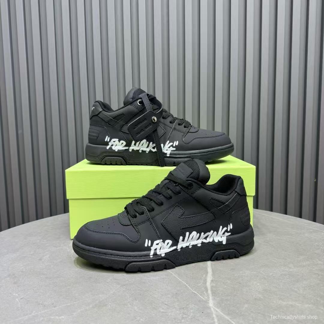 2025 Men OFF WHITE Black Leather Sneakers KFY00320