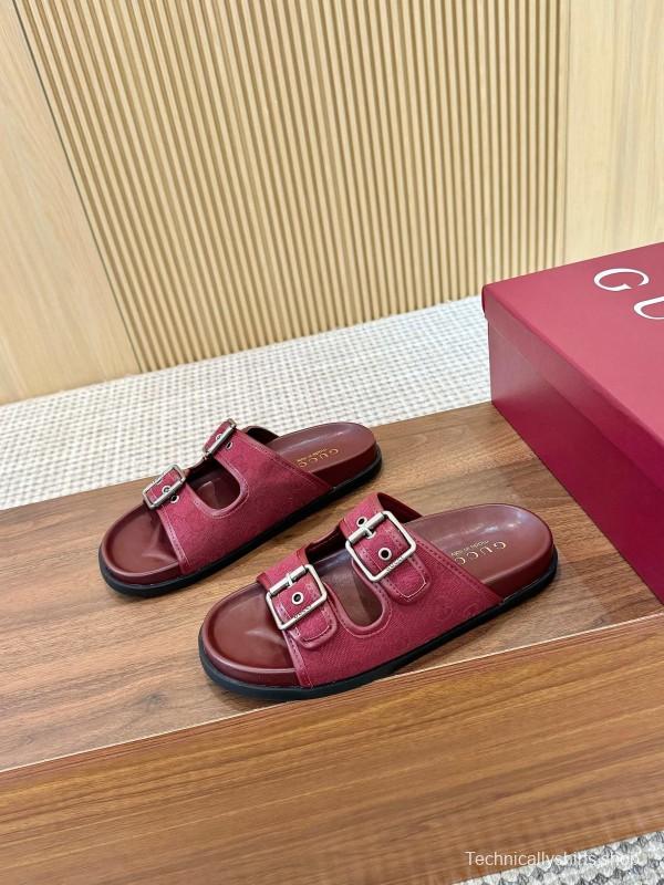 2025 Women Gucci Red Leather Sandals LY00240