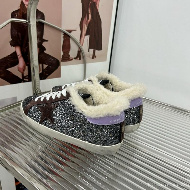 2025 Women GGDB Black Silver Glitter Leather Sneakers MJ00260